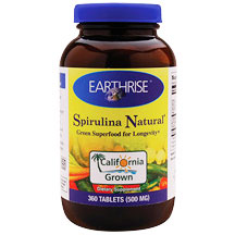 Natural Spirulina 500mg 360 tabs, Earthrise Nutritionals