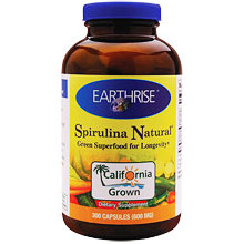 Natural Spirulina 600mg 300 caps, Earthrise Nutritionals