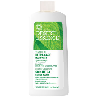 Natural Tea Tree Oil Ultra Care Mouthwash - Mega Mint, 16 oz, Desert Essence