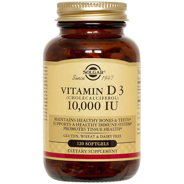 Natural Vitamin D3 (Cholecalciferol) 10,000 IU, 120 Softgels, Solgar
