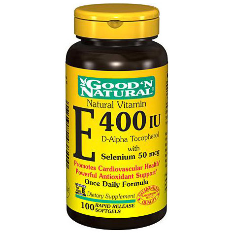 Good 'N Natural Natural Vitamin E-400 IU with Selenium, 100 Softgels, Good 'N Natural