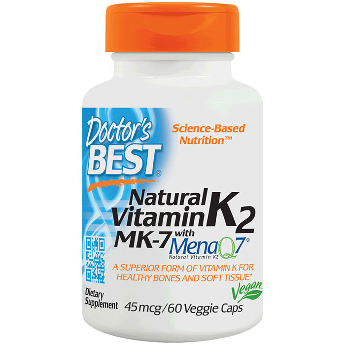 Natural Vitamin K2 MK7 with MenaQ7 45 mcg, 60 Veggie Caps, Doctors Best