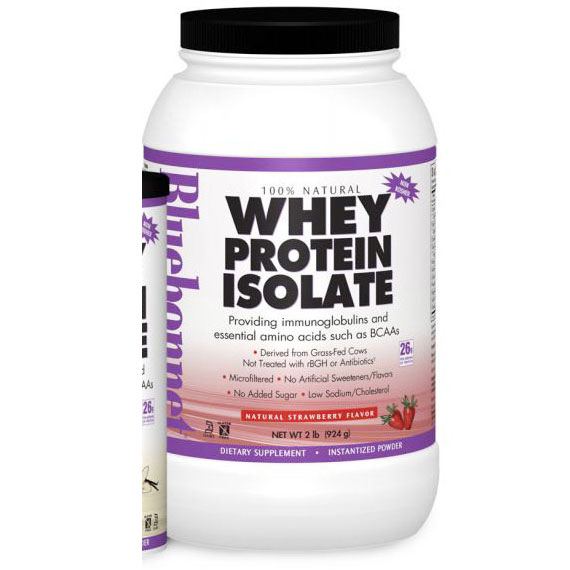 100% Natural Whey Protein Isolate Powder, Natural Mixed Berry Flavor, 2 lb, Bluebonnet Nutrition