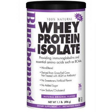 100% Natural Whey Protein Isolate Powder, Natural Original Flavor, 1.1 lb, Bluebonnet Nutrition