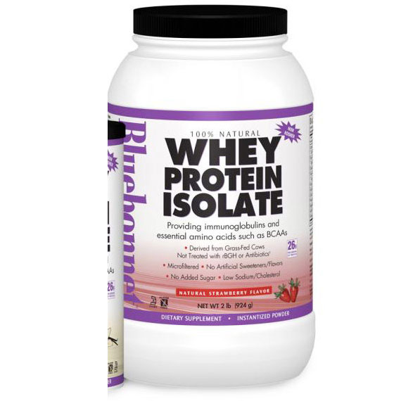 100% Natural Whey Protein Isolate Powder, Natural Strawberry Flavor, 2 lb, Bluebonnet Nutrition