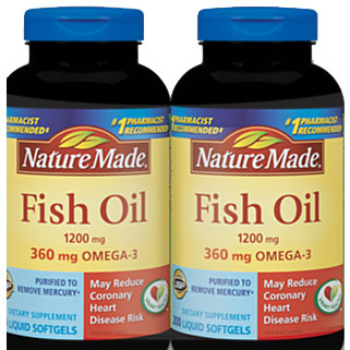 Nature Made Omega-3 Fish Oil 1200 mg, 400 Softgels (200 Softgels x 2)