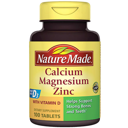 Nature Made Calcium, Magnesium & Zinc, 100 Tablets