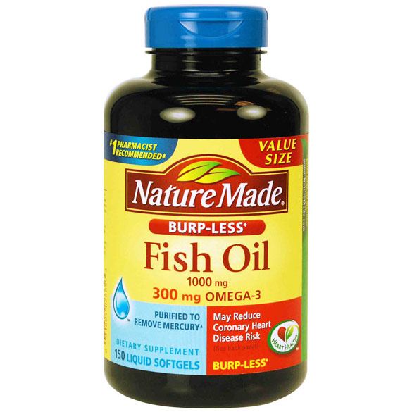 Nature Made Fish Oil 1000 mg, Burp-Less, 150 Liquid Softgels