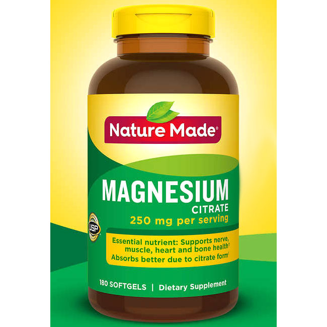 Nature Made Magnesium Citrate 250 mg, 180 Softgels