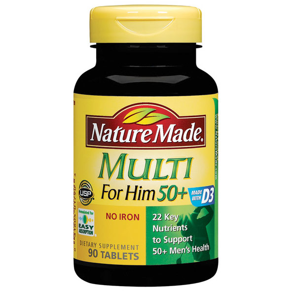 Nature Made Multi For Him 50+, No Iron Multi-Vitamins, 90 Tablets