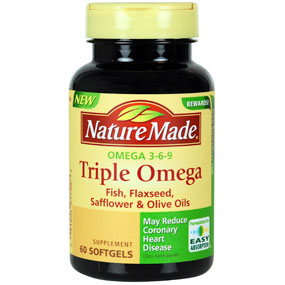 Nature Made Triple Omega 3-6-9 (Fish, Flaxseed, Safflower & Olive Oils), 180 Softgels