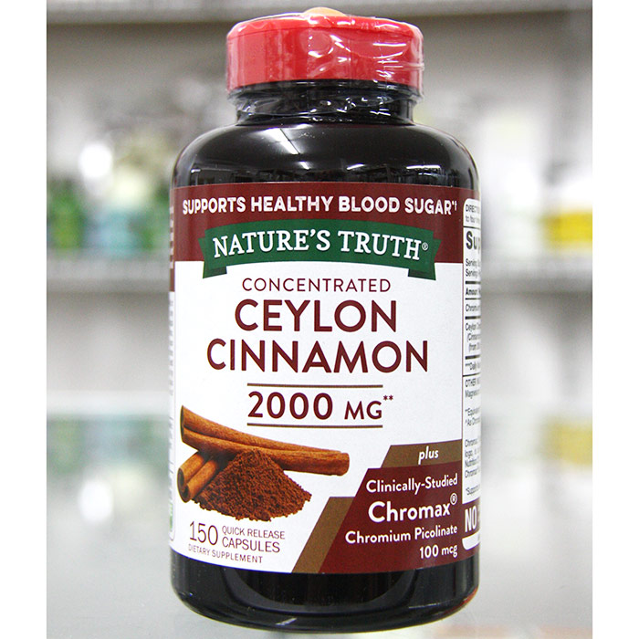 Natures Truth Concentrated Ceylon Cinnamon 2000 mg + Chromax Chromium Picolinate, 150 Capsules