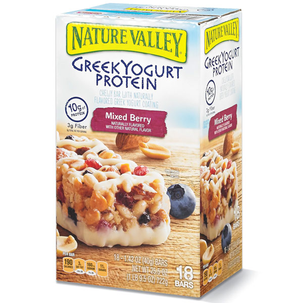 Nature Valley Greek Yogurt Protein Bars, Mixed Berry, 18 Bars