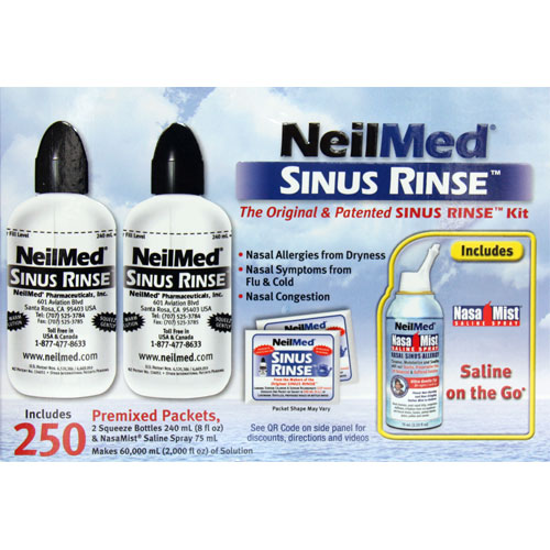 NeilMed Sinus Rinse Kit, 2 Bottles + 250 Packets + 75ml Spray