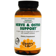 Country Life Nerve & Osteo Support w/Mag & Cal 90 Tablets, Country Life