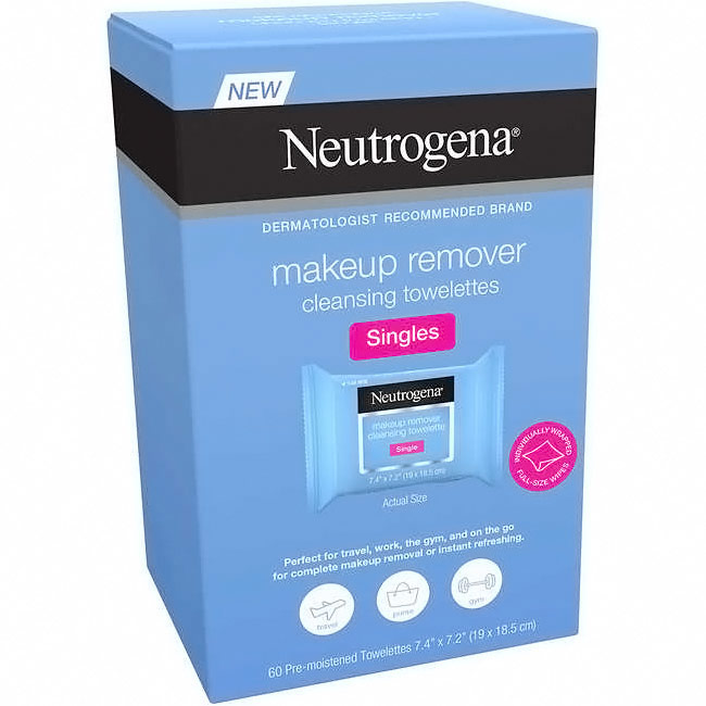 Neutrogena Makeup Remover Cleansing Towelettes Singles, 60 Count