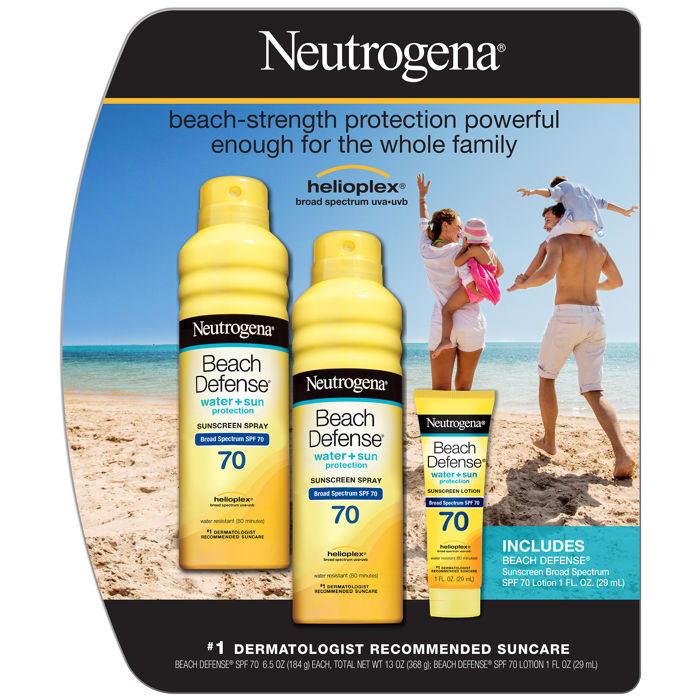 Neutrogena Beach Defense Sunscreen Spray SPF 70 + Lotion, 1 Set