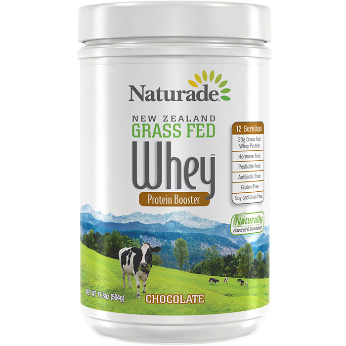 New Zealand Grass Fed Whey Protein Booster - Chocolate, 17.8 oz (12 Servings), Naturade