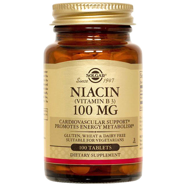 Niacin 100 mg (Vitamin B3), 100 Tablets, Solgar