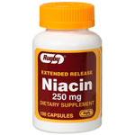 Niacin 250 mg, Extended Release, 100 Capsules, Watson Rugby