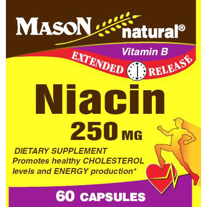 Niacin 250 mg, Extended Release, 60 Capsules, Mason Natural