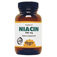 Niacin 500 mg w/Calci Coat 90 Tablets, Country Life
