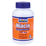 Niacin 500 mg, 100 Capsules, NOW Foods