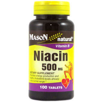 Niacin 500 mg, 100 Tablets, Mason Natural