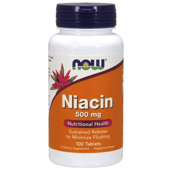 Niacin 500 mg Time Released Vegetarian, 100 Tablets, NOW Foods