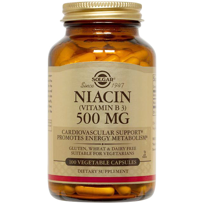 Niacin 500 mg (Vitamin B3), 100 Vegetable Capsules, Solgar