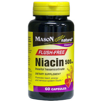 Niacin 500 mg (Flush Free) , 60 Capsules, Mason Natural