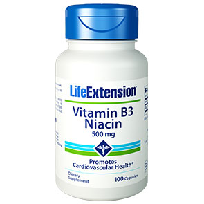 Niacin (B-3) 500 mg, 100 Capsules, Life Extension
