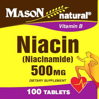Niacin (Niacinamide) 500 mg, 100 Tablets, Mason Natural