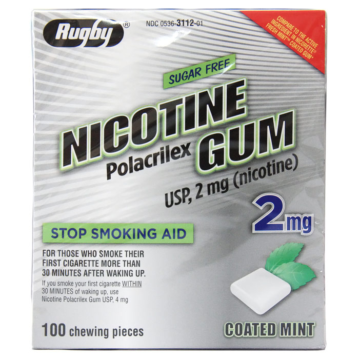Nicotine Gum 2 mg, 100 Chewing Pieces, Watson Rugby