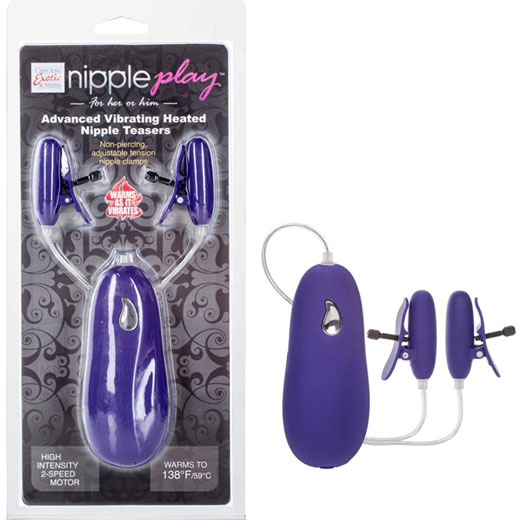 Nipple Play Advanced Vibrating Heated Nipple Teasers - Purple, California Exotic Novelties