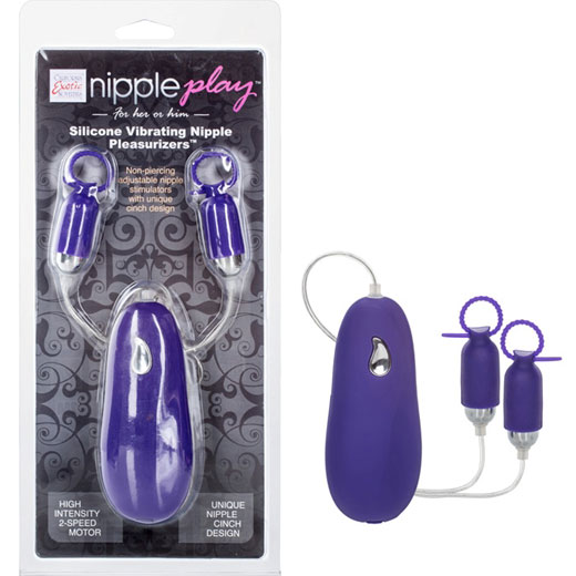 Nipple Play Silicone Vibrating Nipple Pleasurizers - Purple, California Exotic Novelties