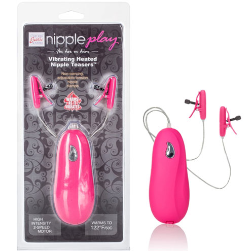 Nipple Play Vibrating Heated Nipple Teasers - Pink, California Exotic Novelties