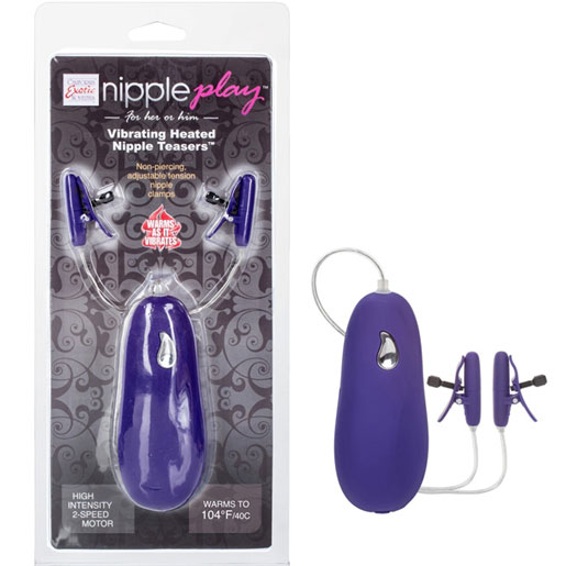 Nipple Play Vibrating Heated Nipple Teasers - Purple, California Exotic Novelties
