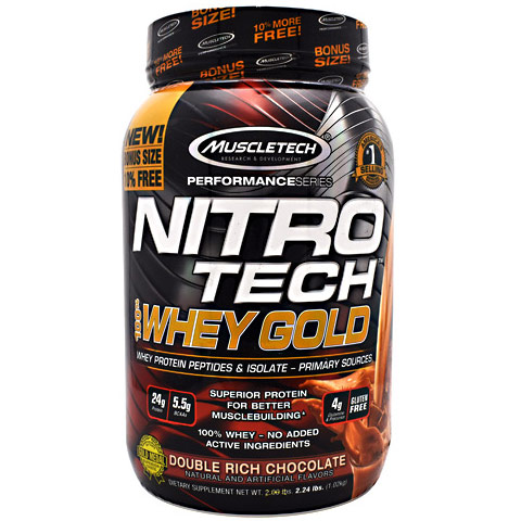 Nitro Tech 100% Whey Gold, Whey Protein Peptides & Isolate, 2.24 lb, MuscleTech