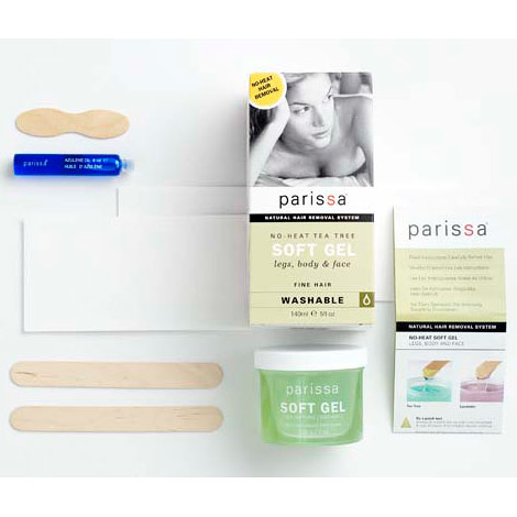 Parissa Natural Hair Removal No-Heat Soft Gel Hair Removal, Tea Tree, 1 Kit, Parissa Natural Hair Removal System