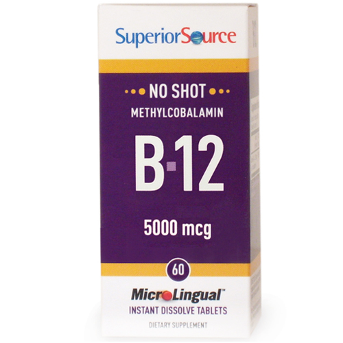No Shot Methylcobalamin B12 5000 mcg, 60 Instant Dissolve Tablets, Superior Source