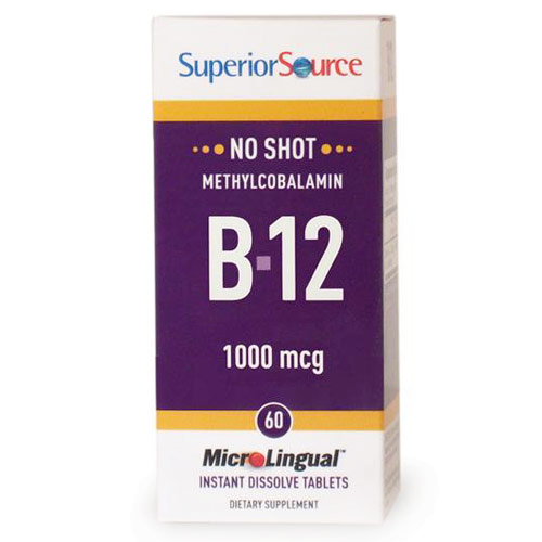 No Shot Methylcobalamin B12 1000 mcg, 60 Instant Dissolve Tablets, Superior Source