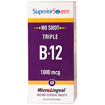 Superior Source No Shot Triple B12 1000 mcg, 60 Instant Dissolve Tablets, Superior Source
