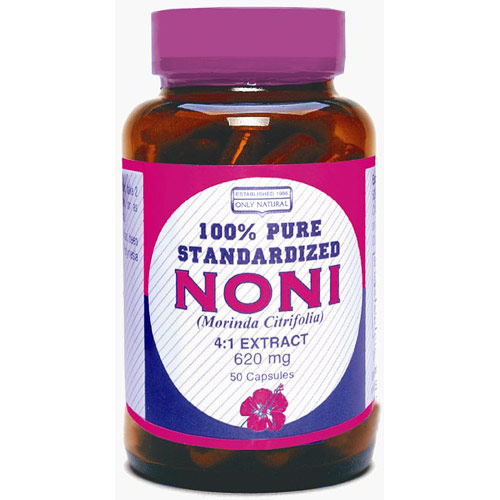 Noni 620 mg Standardized 100% Pure, 100 Capsules, Only Natural Inc.