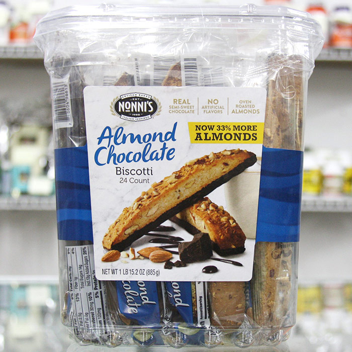 Nonnis Almond Dark Chocolate Biscotti Cookies, 2 lb 1.25 oz (943 g)