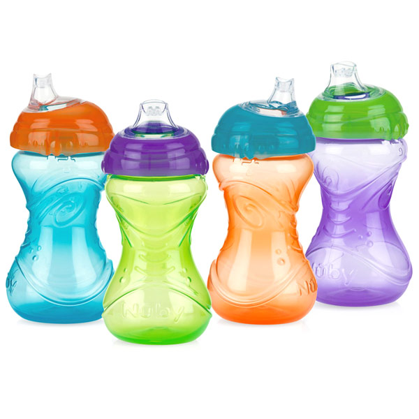 Nuby Clik it No Spill Cup 10 oz, 4 Pack, Nuby Baby Bottle