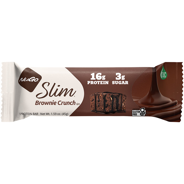 Nugo Slim Nutrition Bar, Brownie Crunch, 1.59 oz x 12 pc, NuGo Nutrition