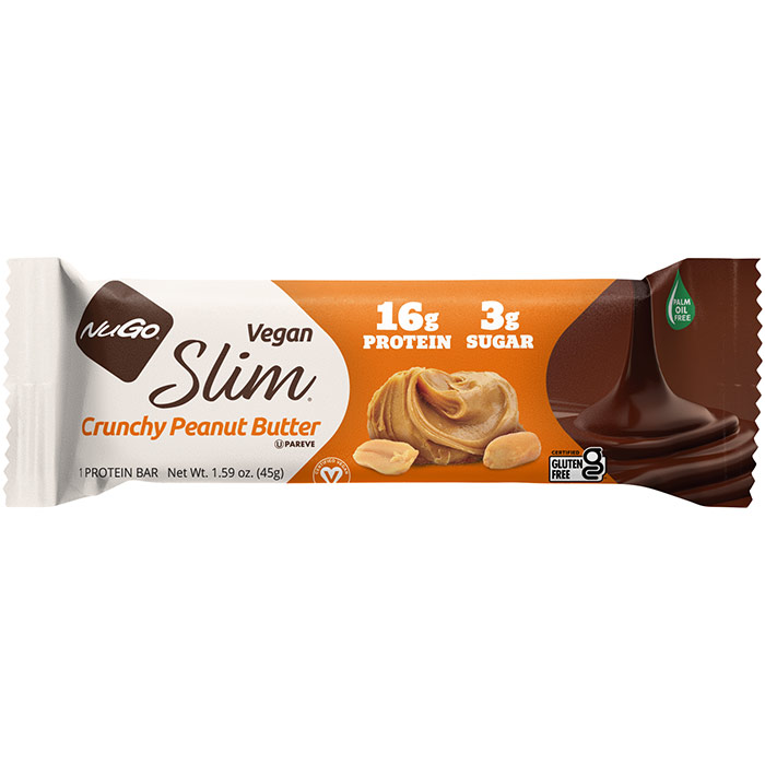 Nugo Slim Nutrition Bar, Crunchy Peanut Butter, 1.59 oz x 12 pc, NuGo Nutrition