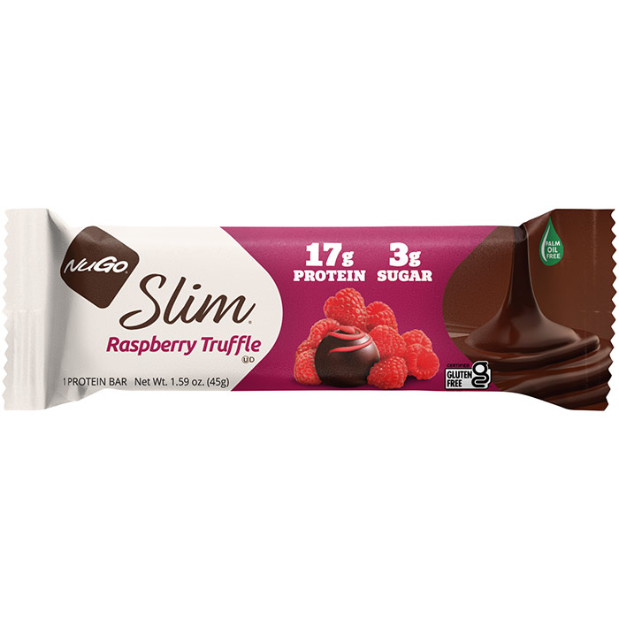 Nugo Slim Nutrition Bar, Raspberry Truffle, 1.59 oz x 12 pc, NuGo Nutrition