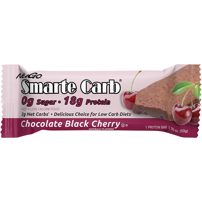 Smarte Carb Nutrition Bar, Chocolate Black Cherry, 1.76 oz x 12 pc, NuGo Nutrition